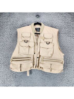 Solitude Jacket Mens XL Tan Sleeveless Full Zip Fishing Vest *Read*